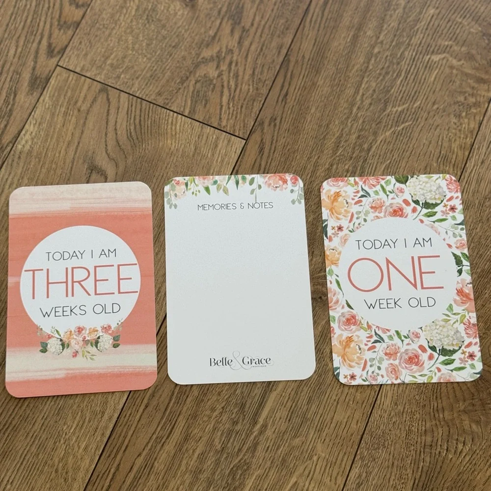 Baby Girl Milestone Cards with Cute Pink Ruffled Baby Bloomers
